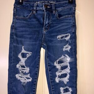 American Eagle Outfitters Women's Ripped Blue Skinny Jeans